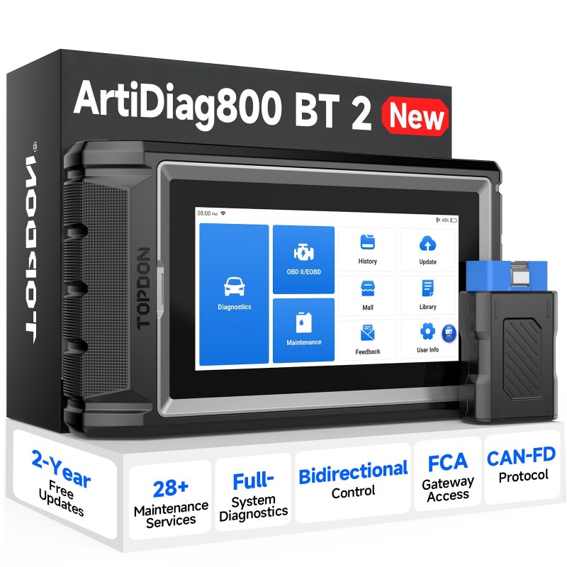 TOPDON ArtiDiag800 BT 2 – Tester Auto Profesional cu Bluetooth și 28+ Funcții Service