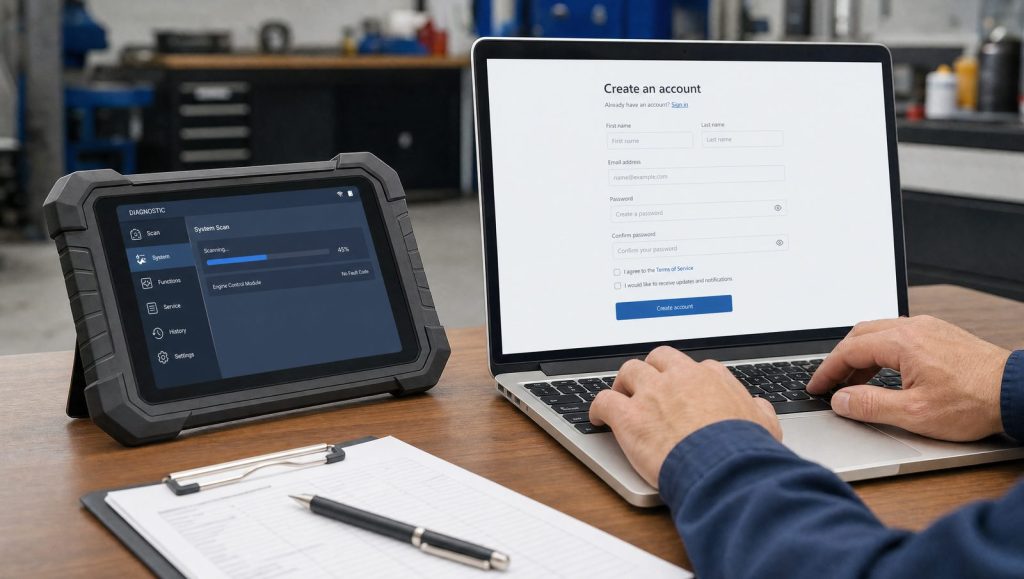 Înregistrarea unui tester de diagnoză pe cont