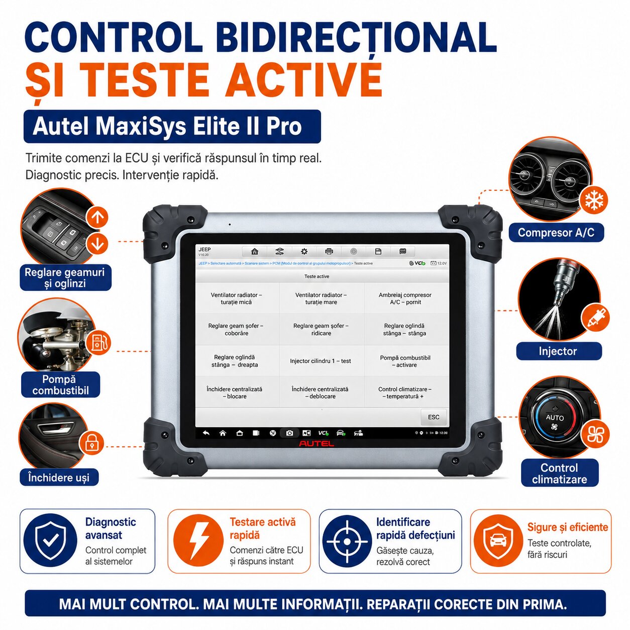 Control bidirecțional și teste active Autel MaxiSys Elite II Pro
