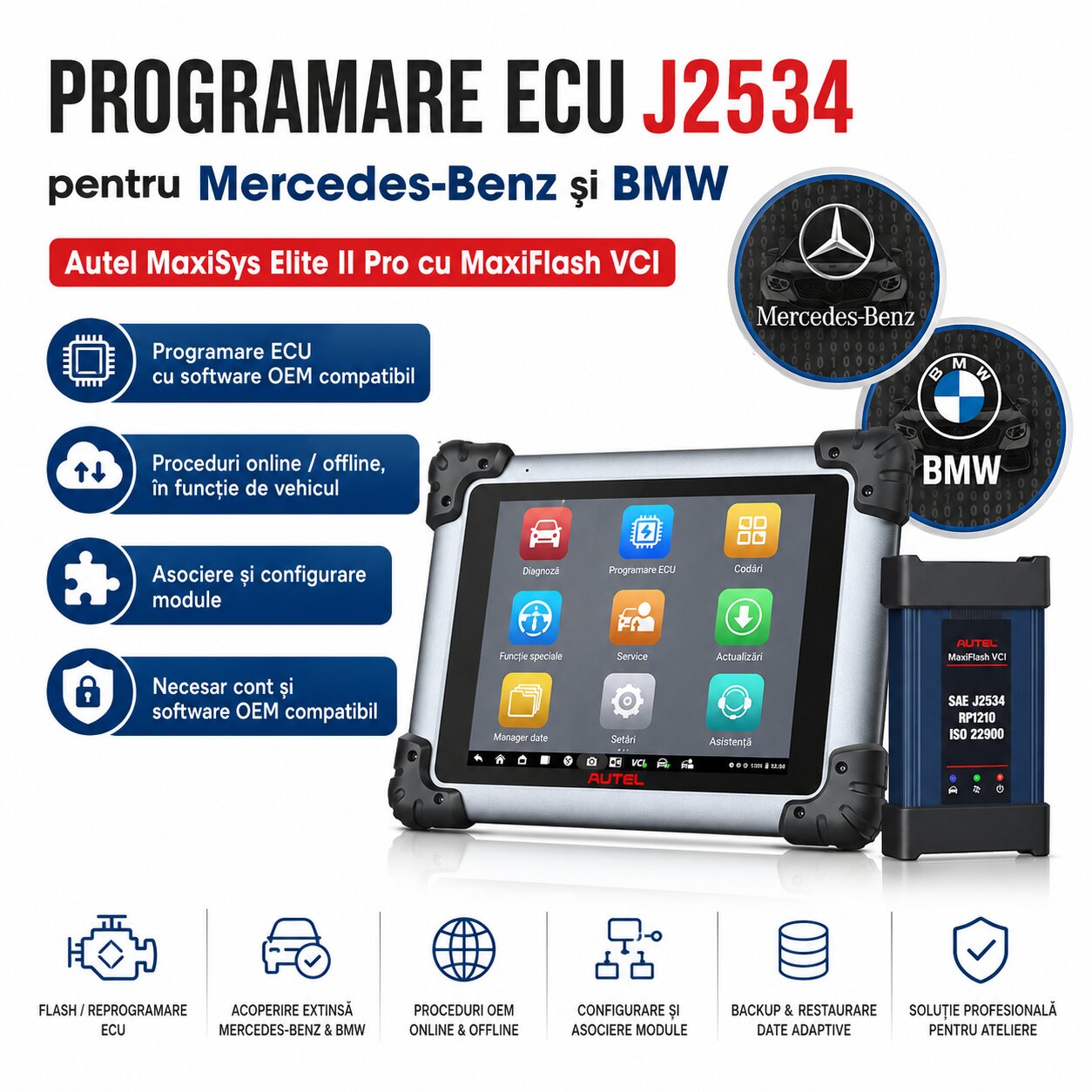 Programare ECU J2534 Mercedes-Benz și BMW cu Autel MaxiSys Elite II Pro