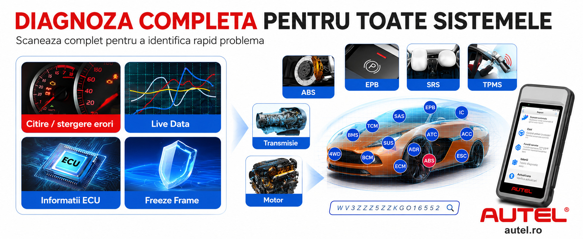 Autel MD906 Pro tester diagnoza auto pentru toate sistemele