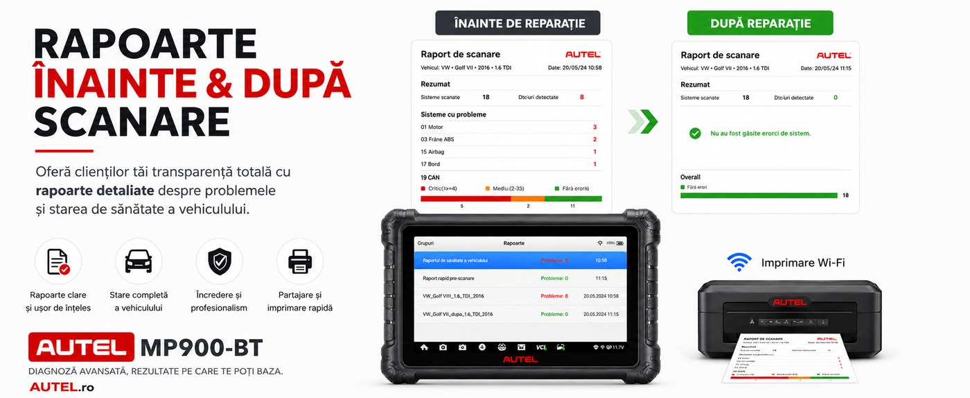 Rapoarte Pre Scan si Post Scan Autel MP900-BT KIT