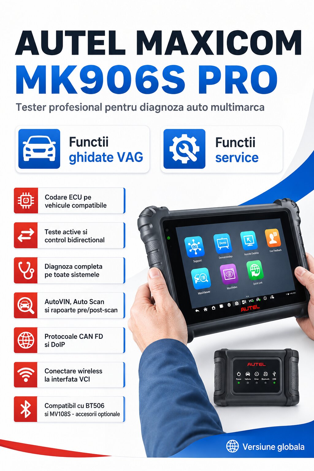 Autel MaxiCOM MK906S PRO tester profesional de diagnoză auto