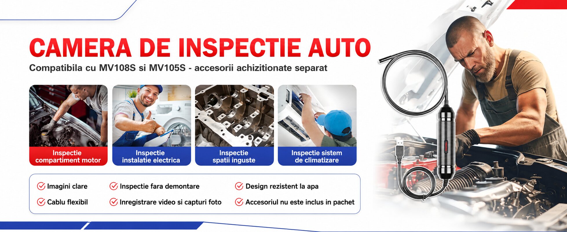 Cameră de inspecție MV108S opțională pentru Autel MK906S PRO