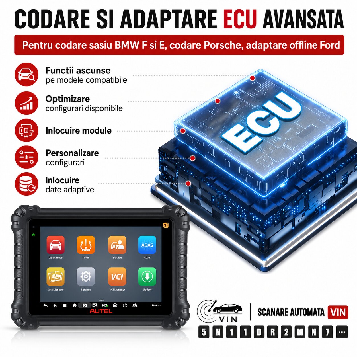 Codare ECU si adaptari Autel MaxiSYS MS906 Pro-TS