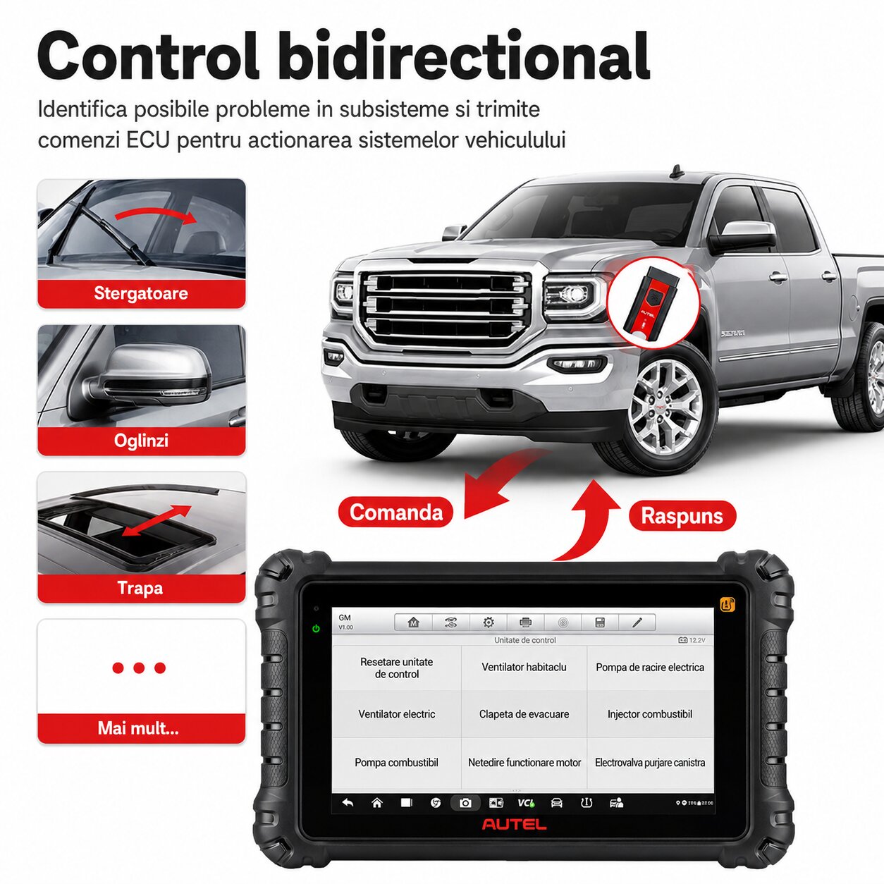 Teste active si control bidirectional Autel MaxiSYS MS906 Pro-TS