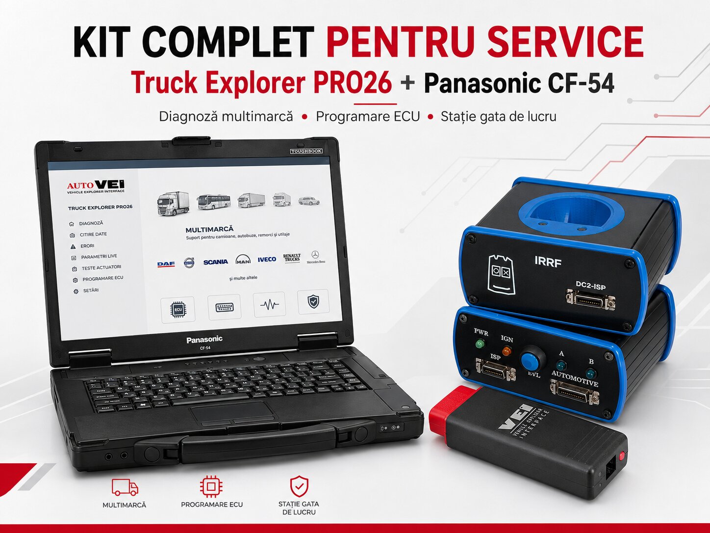 Truck Explorer PRO26 AutoVEI cu Panasonic CF-54 Truck Explorer PRO26 AutoVEI cu Panasonic CF-54 kit complet pentru service camioane