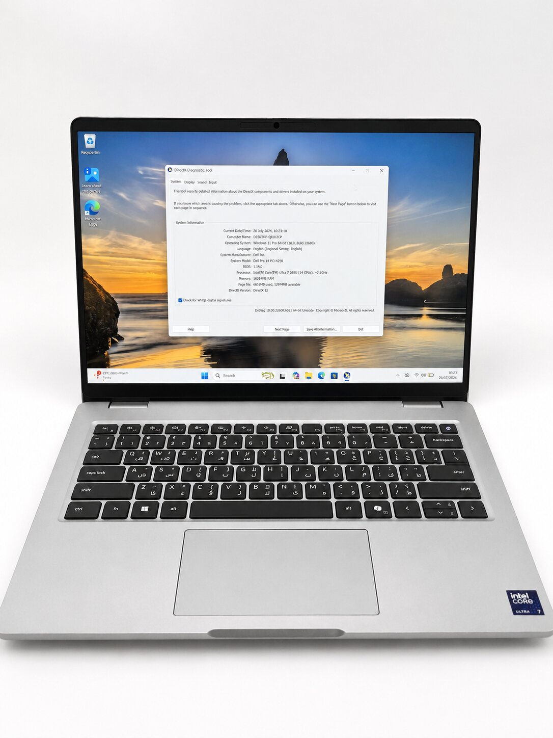 Laptop Dell Pro 14 PC14250 cu Intel Core Ultra 7