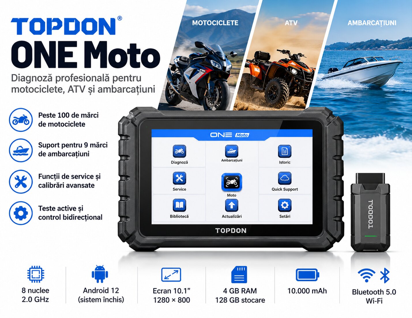TOPDON ONE Moto tester profesional diagnoza motociclete ATV si ambarcatiuni