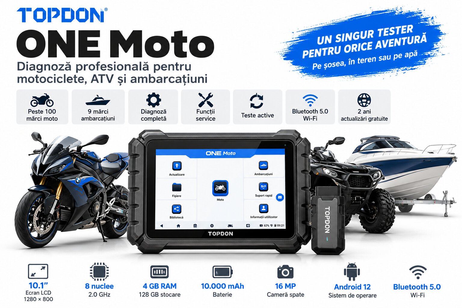 TOPDON ONE Moto specificatii hardware Android 12 4GB RAM 128GB