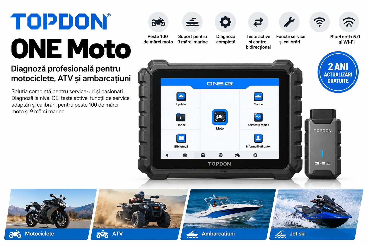TOPDON ONE Moto diagnoza motociclete ATV SSV ambarcatiuni si PWC