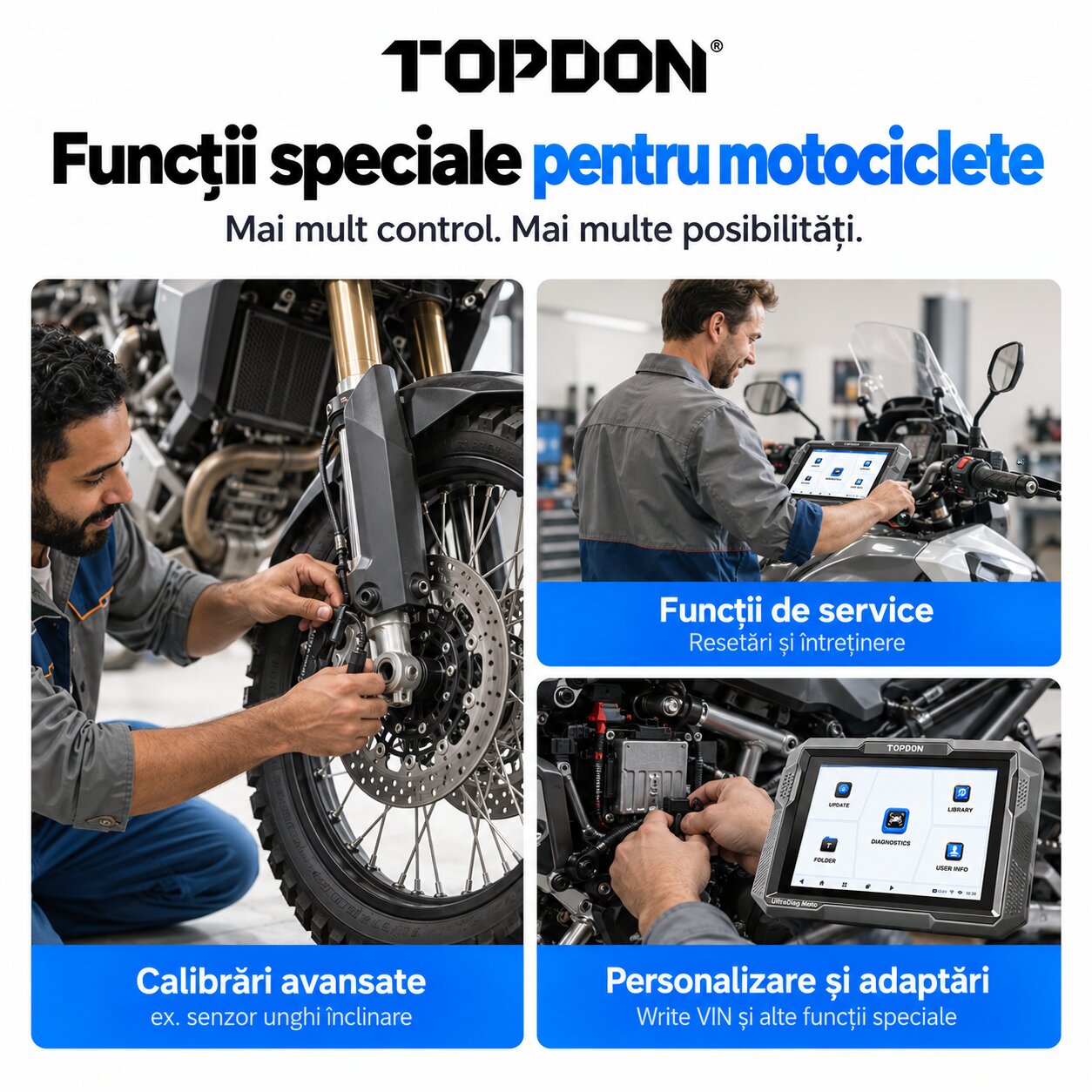 Functii service calibrari si adaptari TOPDON UltraDiag Moto
