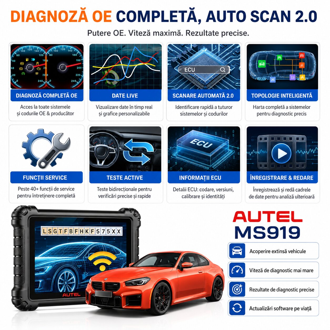 Diagnoza OE si Auto Scan cu Autel MaxiSYS MS919
