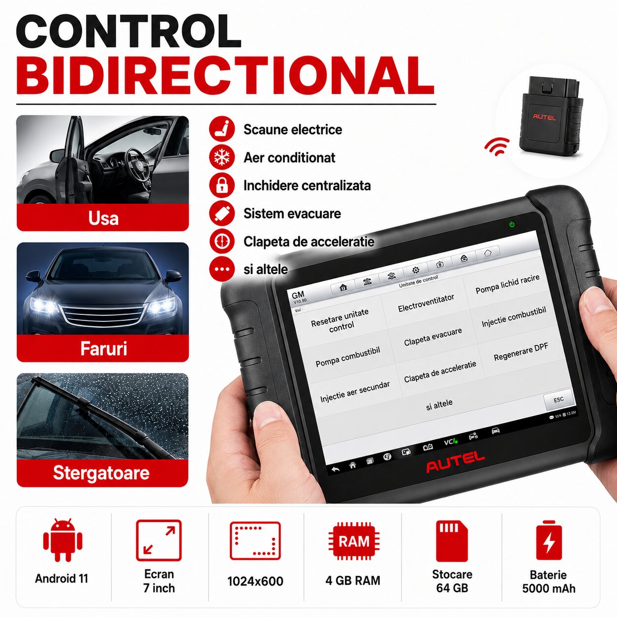 Autel MaxiPRO MP808 BT PRO control bidirectional si teste active