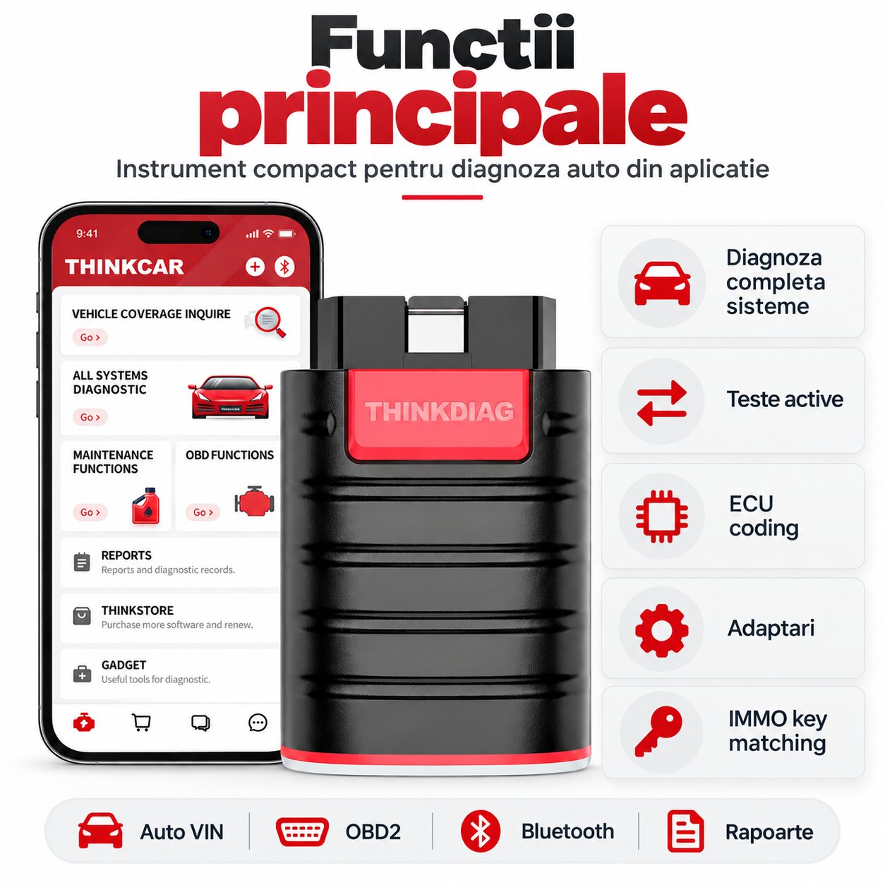ThinkDiag pana la 15 functii de service: resetare ulei, EPB, SAS, BMS, DPF, aerisire ABS, injectoare, EGR, TPMS