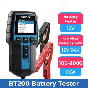 Tester baterii auto TOPDON BT200 – Verificare rapidă 12V/24V