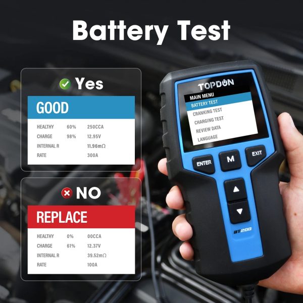 Tester baterii auto TOPDON BT200 - Verificare rapida 12V/24V