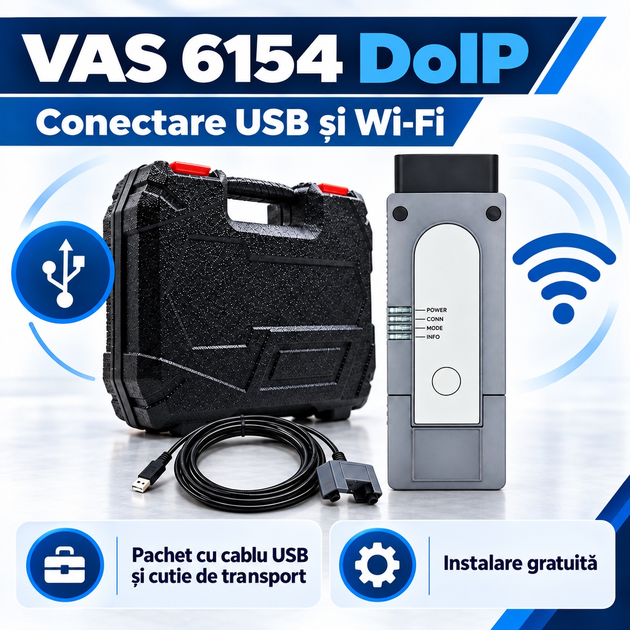 VAS 6154 DoIP conectare la laptop prin cablu USB sau WiFi