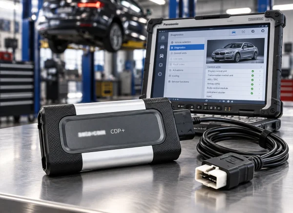 Autocom Blue CDP tester de diagnoza auto conectat la laptop Autocom Blue CDP tester de diagnoza auto conectat la laptop